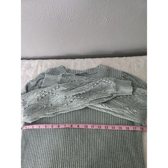 Ann Taylor Loft Mixed Cable Bobble Knit Soft Light Blue Sweater Large Feminine - Picture 4 of 8
